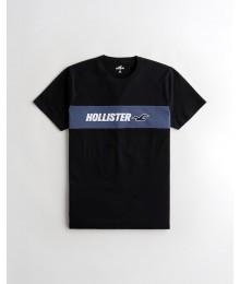 Hollister Black With Blue Hollister Logo Tee